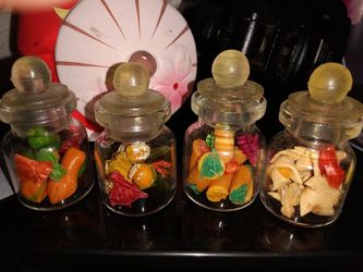 3pc Miniature Fruit Food Vegetable Dollhouse Fruit in Clear Glass Mini Bottle Fruit Mix Lemon #MF005
