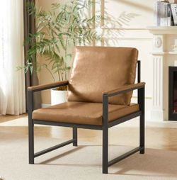 New Retro Leisure Accent Chair with Extra Soft Padded & Cushion,
Metal Frame