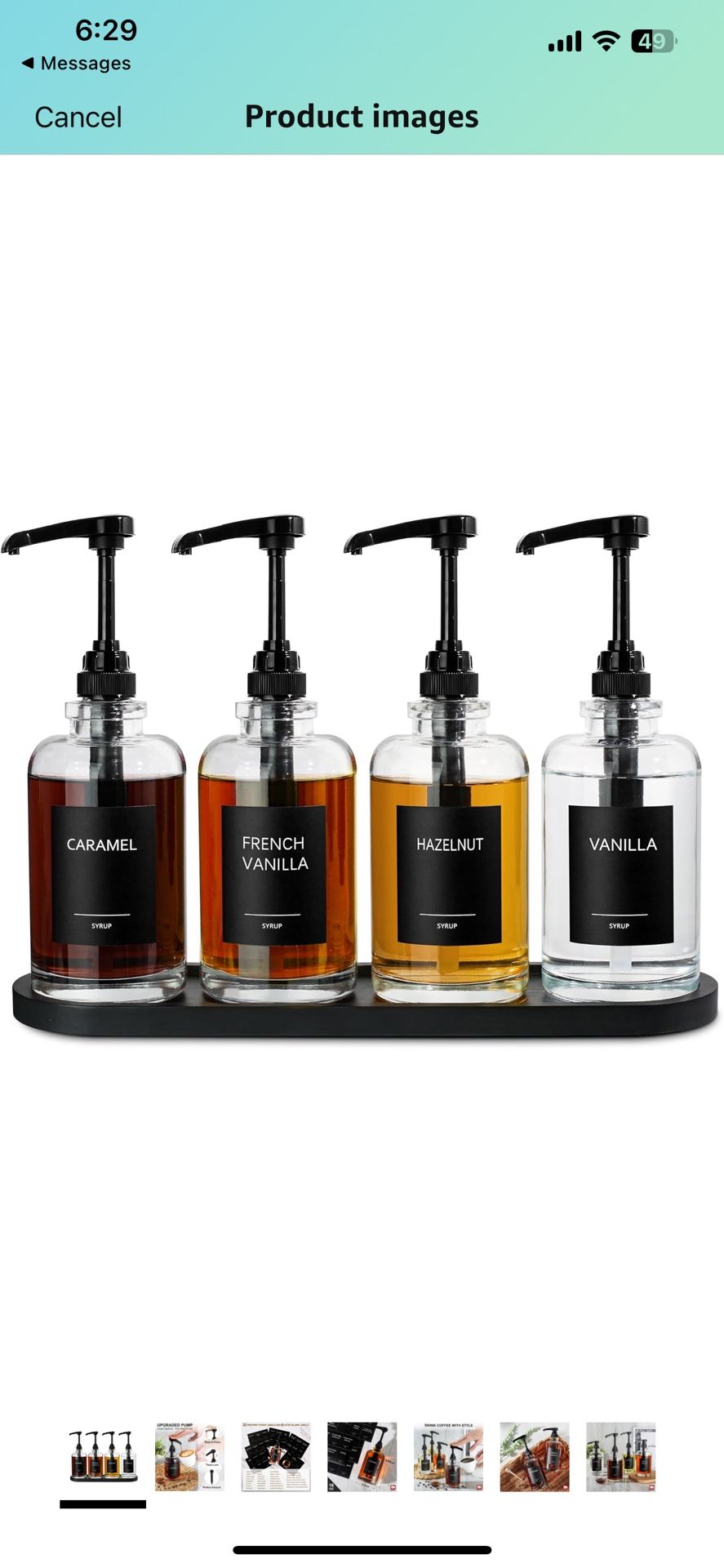 Coffee Bar Accessories, Coffee Syrup Dispenser for Coffee Bar, Glass Coffee Syrup Pump Dispenser with 1/4oz Large Capacity Pump, for Coffee Station, C