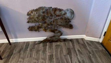 Hand Cut And Designed Steel Wall Sculpture Of Cypress