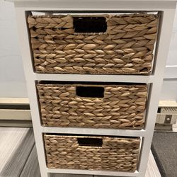 White End Table (or) Nightstand with basket drawers