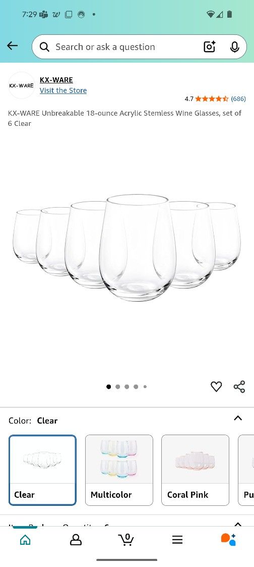 18 Ounce Acrylic Stemless Wine Glasses