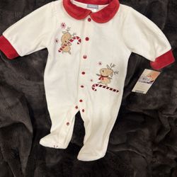 NEW - Carter’s Reindeer & Candy Cane Fleece Sleep & Play – Size 3M