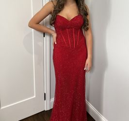 Portia & Scarlett Crystal Prom Dress-Red