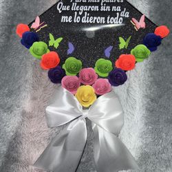 Cap Topper Para Graduación 👩‍🎓 ( Elige Las Flores Y Colores De Tu Preferencia 