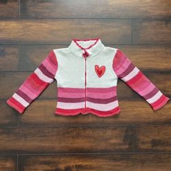 Baby Girl Clothes Toddler Zip Up Pink And Red Sweater Size 4T 
