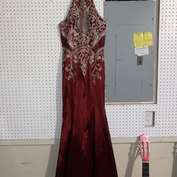 Maroon And Gold Dress
