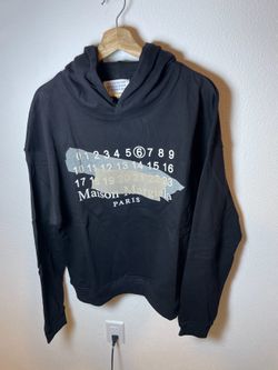 Maison Margiela MM6 Cropped Hoodie Black Numeric Logo Sweatshirt Oversized Fit size M