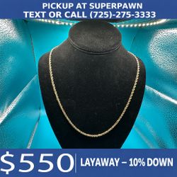 10K Yellow Gold Rope Chain Necklace – 22” – 5.5 Grams – Ask for David