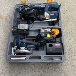Ryobi Tool Set 5 1/2 Circular Saw , Jigsaw, Drill, Flash Lite All Cordless  , And A Corded Belt Sander.