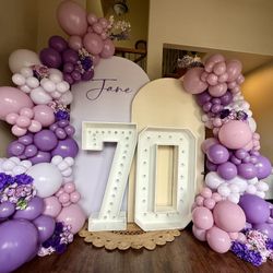 Wood Marquee Purple Faux Flowers 