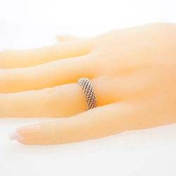 Tiffany & Co 18K White Gold Somerset Mesh Ring Size US 5 #23309