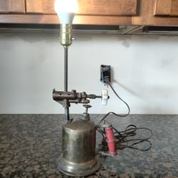 Antique Vintage Brass Blowtorch Lamp Light Industrial Primitive Rustic Farmhouse Man Cave