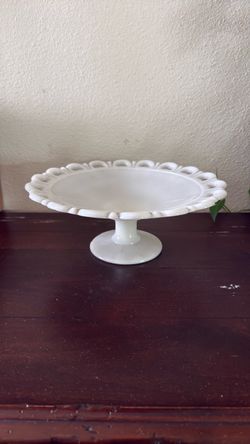 Vintage milk glass pedestal tray
