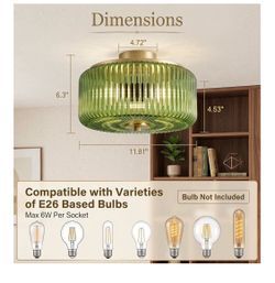 BRAND NEW Green Ribbed Glass Ceiling Light – 38% OFF!