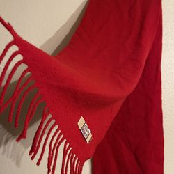 100% Wool Made In Italy Red Shawl Scarf 