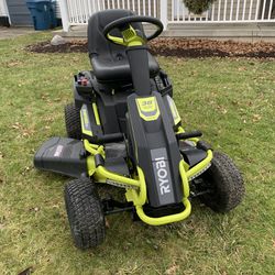 Ryobi Brushless 38” Battery Electric Riding Mower with Snow Plow