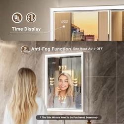 QueenFun Lighted Medicine Cabinet 20-in x 26-in Lighted LED Fog Free Surface/Recessed Mount Silver Mirrored Rectangle Soft Close Medicine Cabinet