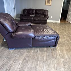 Leather Love Seat & Leather Chaise Lounge