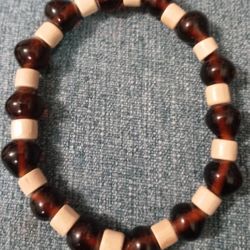 Cream And Brown Bead Bracelet