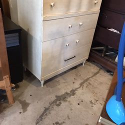 Midcentury Modern Vintage Four Drawer Tall Dresser