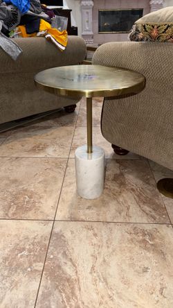 Article Brand Marble Base Side Table With Brass Top 