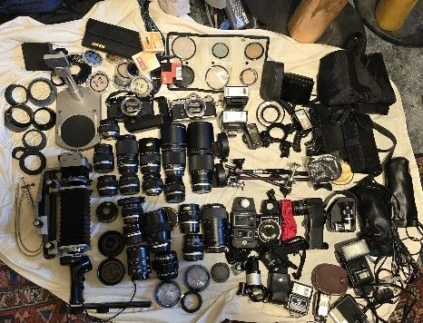 EXTENSIVE Olympus OM Film Camera System With Standard & Macro  Lenses AND Minolta Professional Light Meter System & Pentax Digital Spot Meter