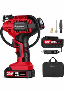 AVID POWER Cordless Tire Inflator Portable Air Compressor 20V Battery Pump Auto Shut-Off, Rechargeable Battery & 12V DC Adapter, Digital Pressure Gaug