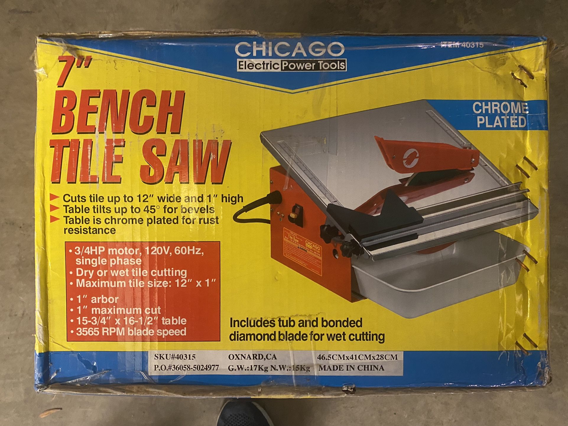 7” Bench Tile Saw - Brand New In The Box