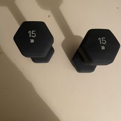 15 lb Rubber Dumbbells – Pair (30 lbs Total)