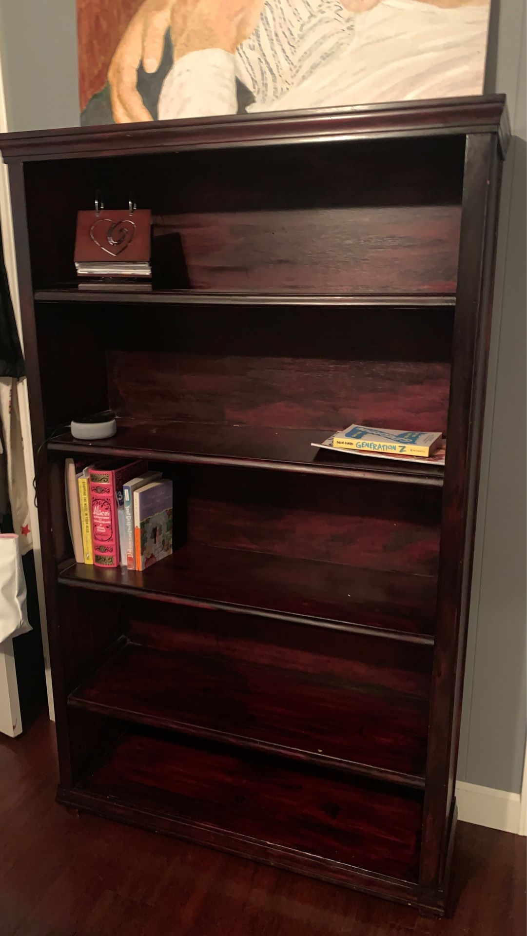 Bookcase with 5 shelves... beautiful handmade wood cherry stain
