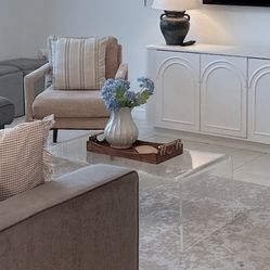 Clear CB2 coffee table