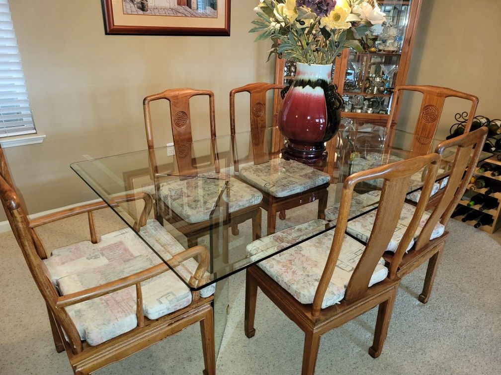 Oriental Rosewood Dining Room Set And China Hutch