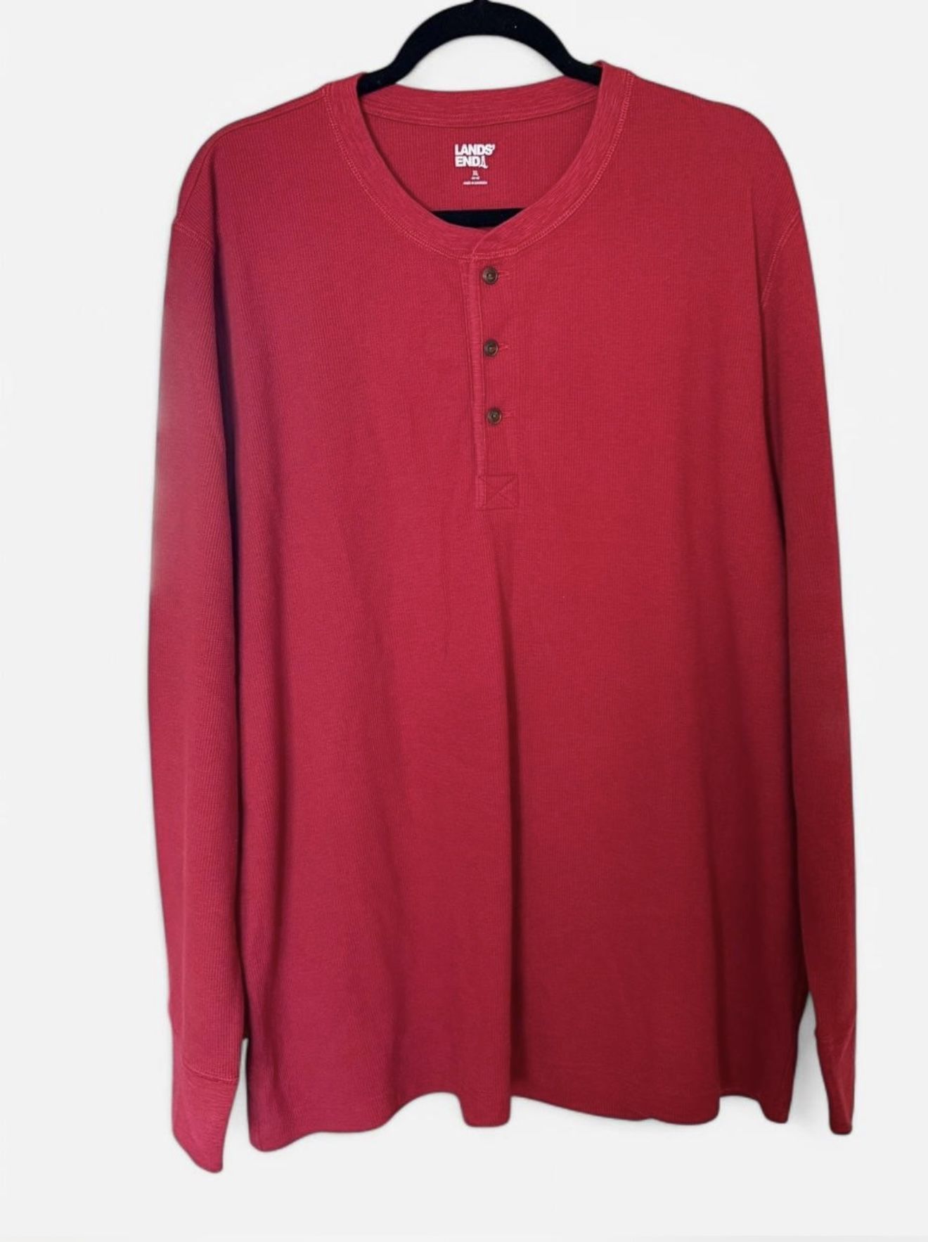 Lends' End Men’s Super -T Long Sleeve Henley Shirt