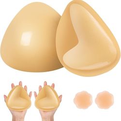 Alki'i Boomba Bra Inserts Sticky Bra Push Up Double Sided Pads Inserts Reusable for Bikini Swimsuit Sports Bra  Color: Beige  Size: M (Fit Cup A-B)  B
