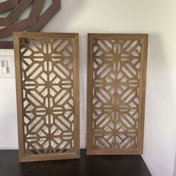 Set of 2 Decorative Wood Wall Panels / Wall Art 