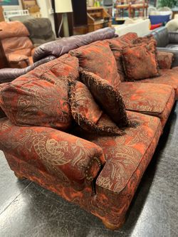 Dark Red Paisley Sofa