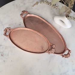 Rose Gold Oval Decorative Trays Set of 2
