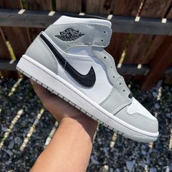 Jordan 1 Mid Light Smoke Grey (Size 8.5, 9, 9.5, 10, 10.5, 11)