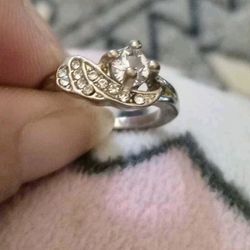 Angel Wings Metal Gold Color White Zircon Ring