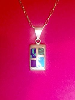 Sterling Handmade Semiprecious Pendant and Necklace