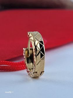 18K Solid Yellow Gold Diamond-Cut Small Single Italian Hoop / Cartilage Hoop