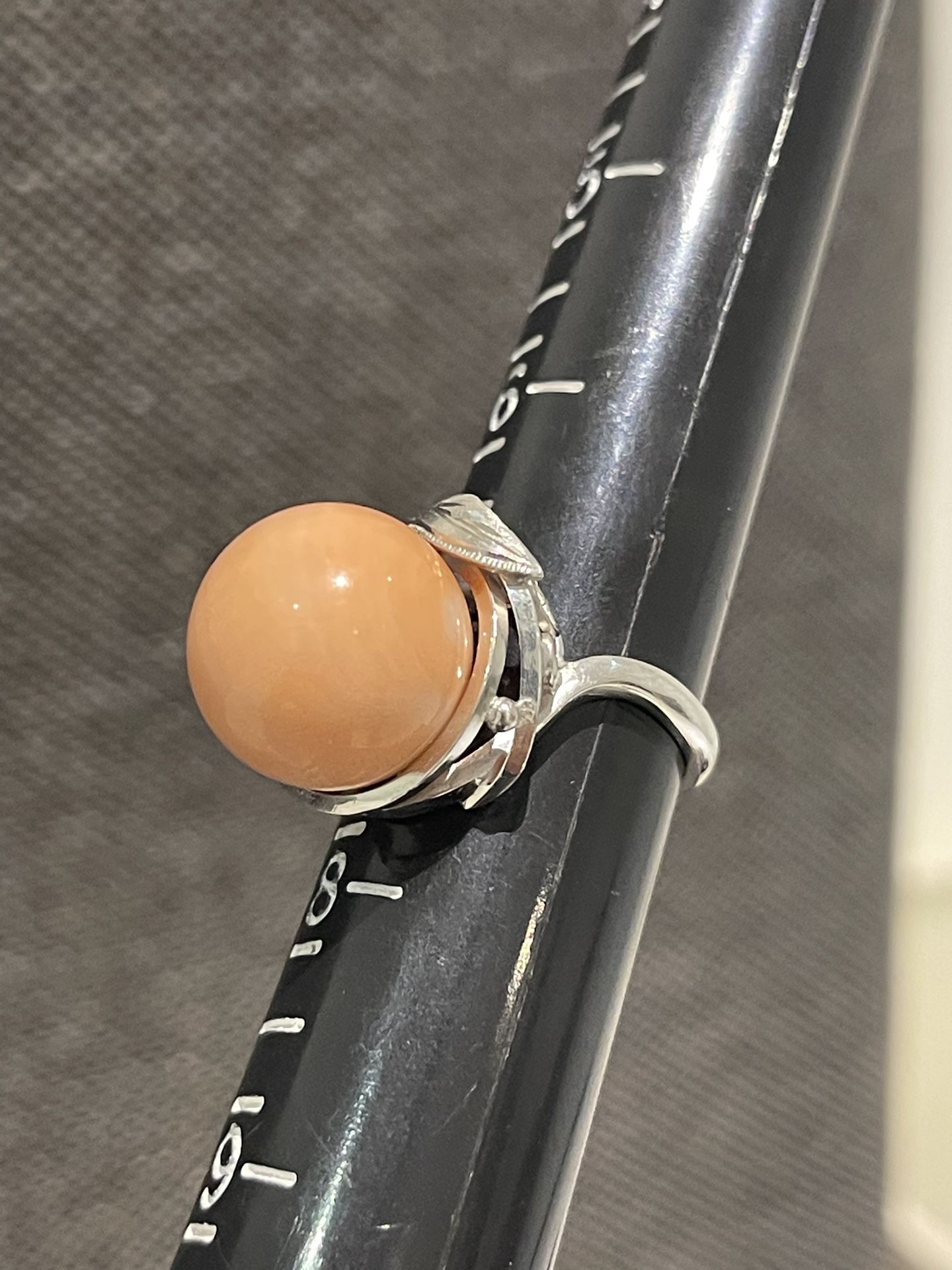 14K ANGEL SKIN CORAL RING