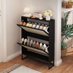 26" Shoe Storage Cabinet, Modern Wood Shoe Cabinet Storage with Slip Drawer for Entryway