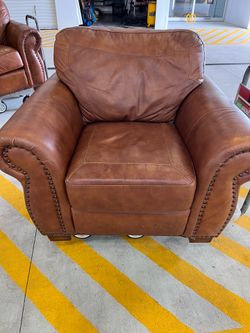 Leather chair and love seat