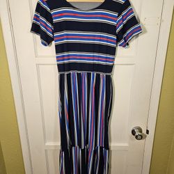 Velvet Torch Dress Navy Blue/Red/White Maxi Women's Size Large