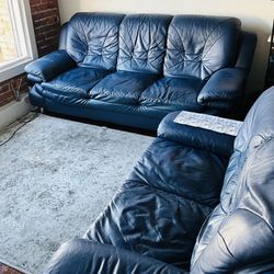 Blue Leather Couch 😌