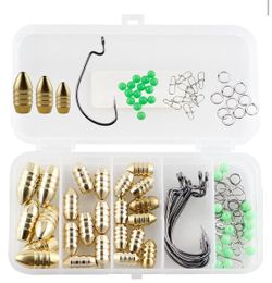 69 pcs Fishing Accessories Kit, Beginners Fishing Equipment Starter Kit Include Retaining Double Links Beads Pins Crank Hooks for Fishing