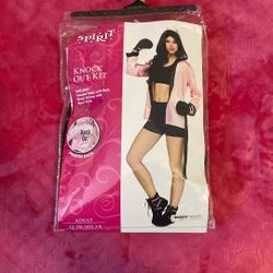 Women’s Knock Out Kit Costume, Pink/ Black,  Adult Size Small/ Medium