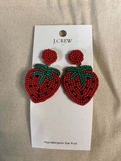 J. Crew Strawberry Beaded Earrings NWT Brand New
